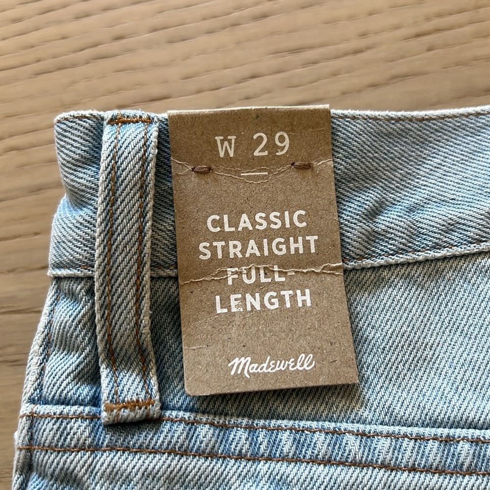 Madewell Classic straight full length light wash size 29 - Picture 2 of 7